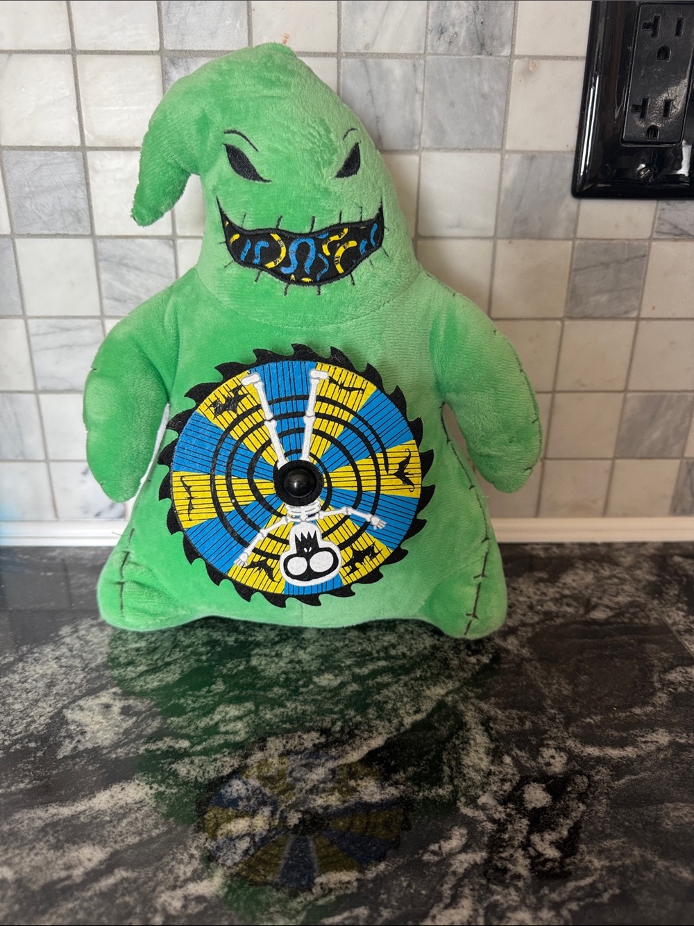 Plush Green Holiday Ghost Toy with Spinning Target